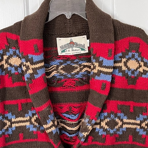 Vintage MILLIGAN BRAND KNITS Chunky Southwestern Hand Knit Vest XL Made in USA - Picture 2 of 12